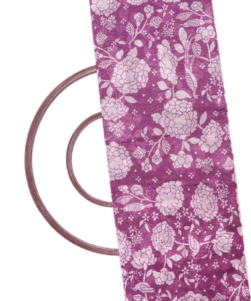 Purple Colour Flower Print Chanderi Fabric